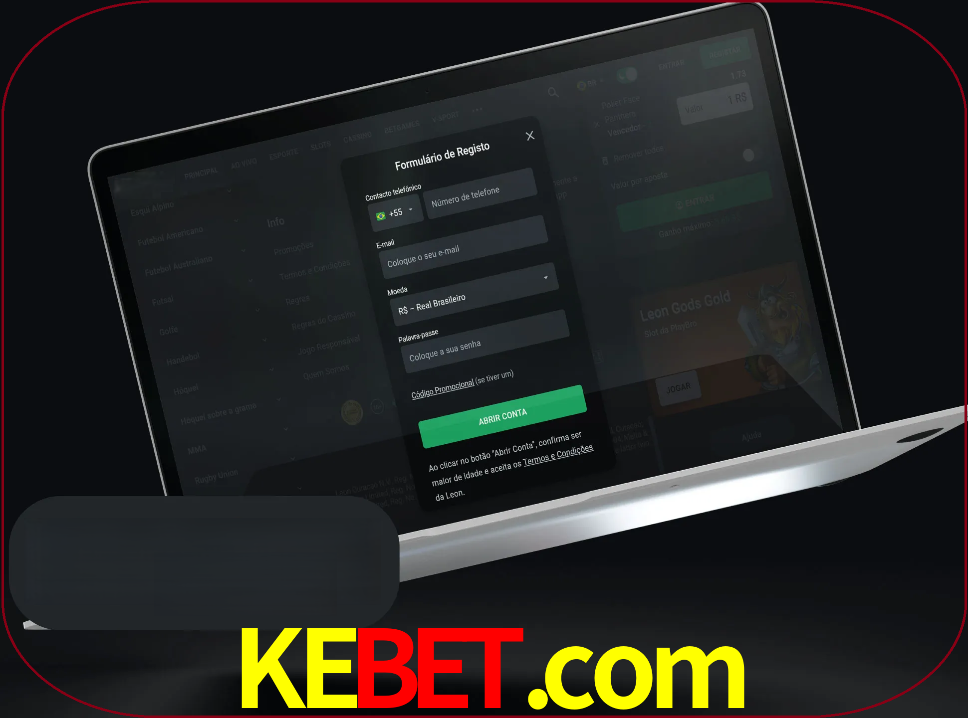 Abra o site da LeonBet e crie sua própria conta.