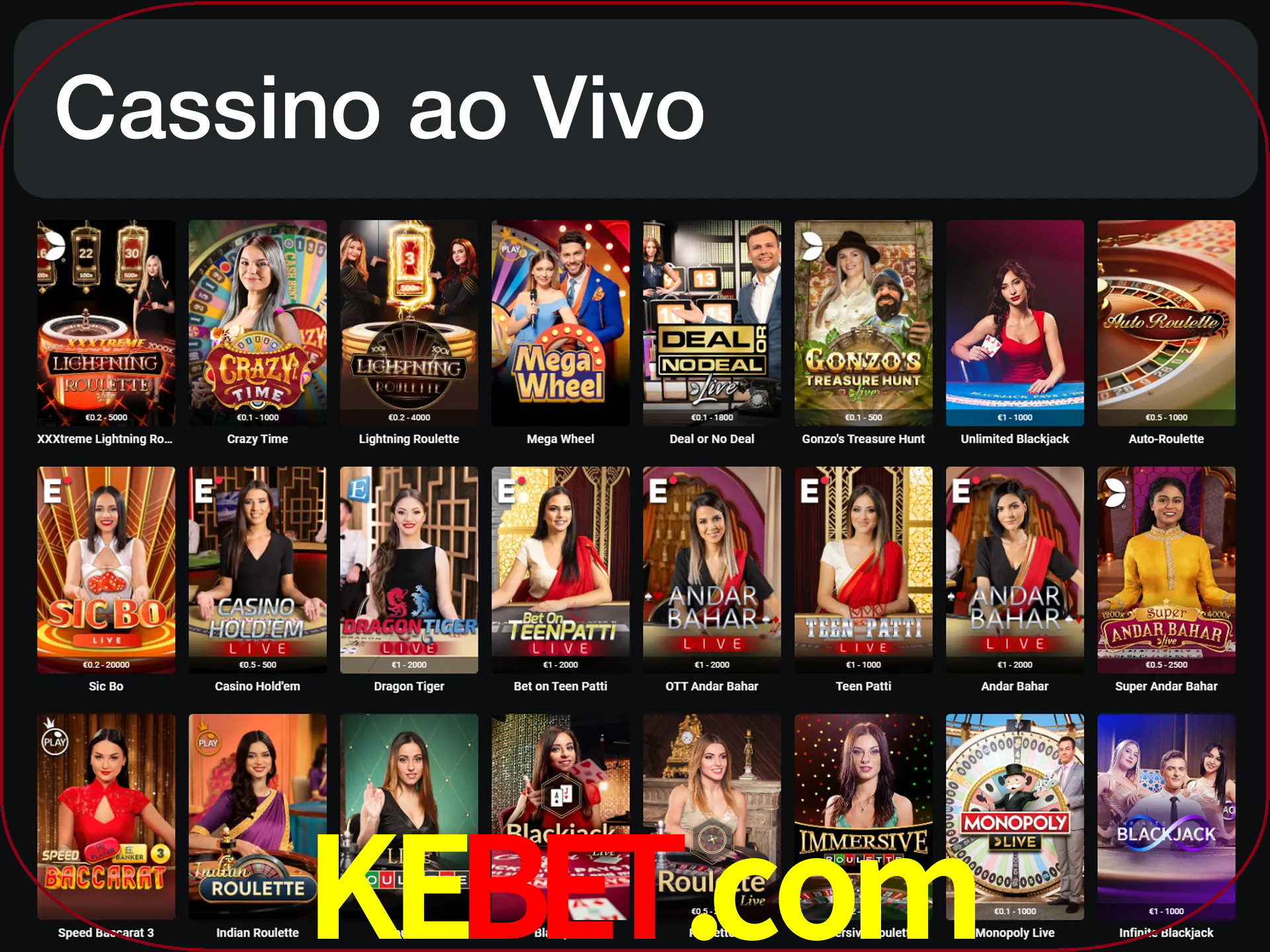 Jogue jogos de cassino com um verdadeiro dealer.